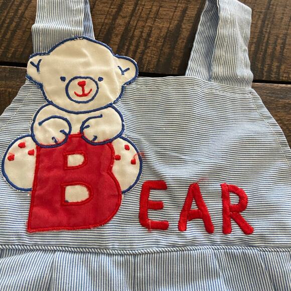 Vintage Infant Tiny Tots Original Bear Stripped Overalls size 12 months - Picture 2 of 7